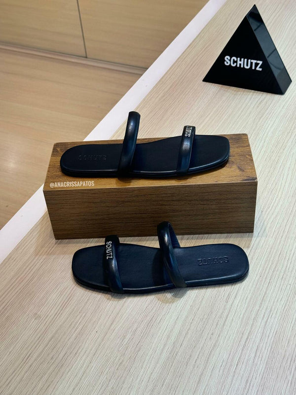 Schutz Rasteira Duas Tiras Couro Logo S22110 0007 0005U