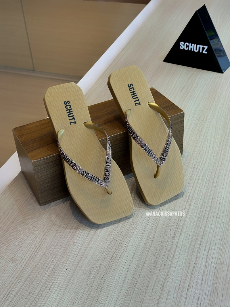 Schutz Chinelo Brilho Dourado S21306 0013