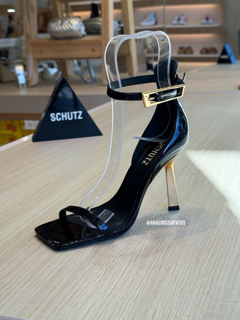 Schutz Sandália Salto Alto Verniz Preto S21996 0001 0001U